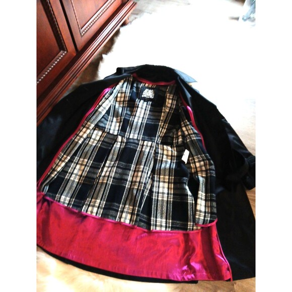 ESPRIT Women Size M Black Belted Pea Coat Wool Blend Interior Large Logo Buttons - Picture 15 of 16